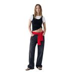 Pamuklu Cepli Düğmeli İspanyol Paça Crop Jean Pantolon - Kick Flare Jeans