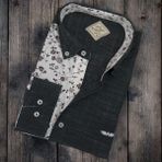 Pamuklu Çiçekli Antrasit Uzun Kollu Erkek Gömlek (Slim Fit Kalıp)