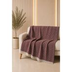 Pamuklu Çok Amaçlı Koltuk Örtüsü – Zigzag Desenli Koltuk Şalı, Çekyat Örtüsü, TV Battaniyesi, Dekoratif, Şık ve Dayanıklı -170x210 cm (Bordo)