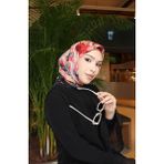Pamuklu Desenli Koza Eşarp 70335-05 Siyah Nar Çiçeği - Standart
