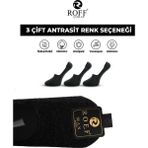 Pamuklu Erkek Babet Çorap Dikişsiz Görünmez Kaydırmaz Topuk Silikonlu 3’lü Paket - 40 - 44 - Antrasit