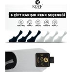 Pamuklu Erkek Babet Çorap Dikişsiz Görünmez Kaydırmaz Topuk Silikonlu 6’lı Paket - 40 - 44 - Lacivert - Beyaz
