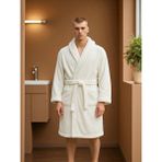 Pamuklu Erkek Bornoz - 2XL - Beyaz