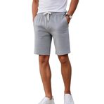 Pamuklu Erkek Casual Şort 2 İplik Yan Cepli Bağcıklı Regular Fit Kalıp Boru Paça Gri Günlük Bermuda (Gri, L)