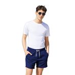 Pamuklu Erkek Casual Şort 2 İplik Yan Cepli Bağcıklı Regular Fit Kalıp Boru Paça Gri Günlük Bermuda (Lacivert, L)