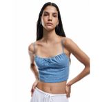 Pamuklu Fiyonklu İp Askılı Fisto Crop Kolsuz Bluz