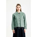 Pamuklu Gabardin Cepli Fıt Ceket Mint