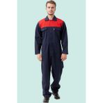Pamuklu Gabardin Tulum Lacivertkırmızı Iş Güvenliği Carica Yazlık - Lacivert - Kırmızı - 2XL