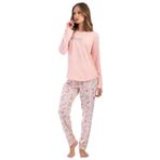 Pamuklu Kadın Büyük Beden Uzun Kol Pijama Takım, 403246