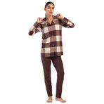 Pamuklu Kadın Büyük Beden Yaka Tamamı Düğmeli Uzun Pijama Takım, 404039