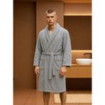 Pamuklu Kadın / Erkek Unisex Bornoz - 2XL - Gri
