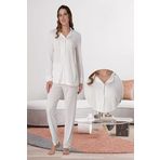 Pamuklu Kadın Pembe Puantiyeli Uzun Kollu Pijama Takımı Effort, L, Effortt6018-19804IGP27169189