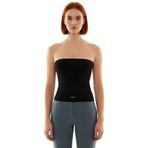 Pamuklu Kaşkorse Dokuma Crop Bluz Straplez Yaka Yazlık Dayanıklı Malzeme Modern Stil_Siyah-M