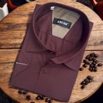 Pamuklu Klasik Kısa Kollu Bordo Cepli Erkek Gömlek (Regular Kalıp) - 4XL