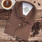 Pamuklu Klasik Kısa Kollu Kahverengi Cepli Erkek Gömlek (Regular Kalıp) - 4XL