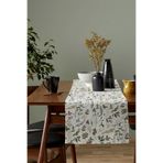 Pamuklu Kokina Çiçeği Baskılı Runner Su İtici Leke Tutmayan 40x110cm Zeytin Desenli 40 x 110