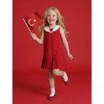 Pamuklu Kolsuz Bebe Yaka A Kesim Pileli Elbise
