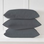Pamuklu Kumaştan Fermuarlı Yastık Kılıfı (2 Adet) 50 x 70 cm - Gri - Antrasit