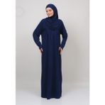 Pamuklu Penye Kumaş Namaz Elbisesi Pratik Başörtülü Boydan Giymeli Siyah Lacivert - Standart