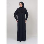 Pamuklu Penye Kumaş Namaz Elbisesi Pratik Başörtülü Boydan Giymeli Siyah Siyah - Standart