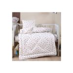 Pamuklu Ranforce Kumaştan Kırmızı Kalpli Içi Elyaf Dolgulu Bebek Yorgan 95X145 ve Bebek Yastık 35X45