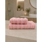 Pamuklu Saç Havlusu 50X90 ve Banyo Havlusu 90X150 Yumuşak Dokulu Emici Saç ve Banyo Havlusu - Toz Pembe - 90 x 150 cm