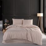 Pamuklu Saten Çift Kişilik Lastikli Çarşaflı Nevresim Takımı - Kahverengi - 200 x 220 cm