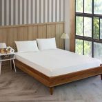 Pamuklu Saten Çizgili Lastikli Çarşaf Takımı 180X200cm Yastık Kılıfı 50X70 Cm Çift Kişilik Krem