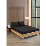 Pamuklu Saten Çizgili Tek Kişilik Lastikli Çarşaf Seti 100x200 Cm 30 Cm 1 Adet Yastık Kılıfı 50x70 Siyah