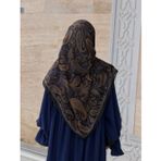 Pamuklu Soft Açelya Desen Eşarp-Morcivert Siyah
