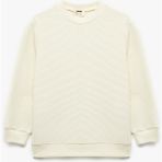 Pamuklu Uzun Kollu Bisiklet Yaka Basic Okul Sweatshirt - Ekru - 6 - 7 Yaş