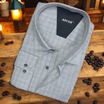 Pamuklu Uzun Kollu Gri Erkek Gömlek (Regular Kalıp) - 4XL