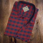 Pamuklu Uzun Kollu Kareli Erkek Gömlek (Regular Kalıp) - 3XL - Kırmızı