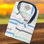 Pamuklu Uzun Kollu Mavi Çizgi Bloklu Erkek Gömlek (Slim Fit Kalıp) - 2XL