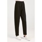 Pamuklu Viskon Ince Yazlık Cepli Jumbo Penye Pijama Pantolon Siyah - 4xl