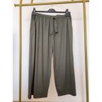 Pamuklu Viskon Ince Yazlık Cepli Penye Kapri Pijama Pantolon Haki - 5xl