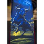 Pamuklu Yeni Nesil Fitness Spor Havlusu - Dijital Baskılı - Hızlı Kuruyan Mikrofiber | Boğa - 35 x 90 cm - Çok Renkli