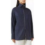 Pamuklu Zip Yaka Kadın Gömlek, Modern Kesim, Fermuarlı Yaka ve Yan Yırtmaç - Lacivert - XL