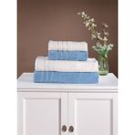 Pamuklu4'lü Banyo Havlu Seti Hamam Takımı Seti Günlük Çeyizlik Banyo Havlusu - 70 x 140 cm - Mavi