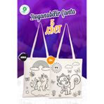Pamusan Boyanabilir Çocuk Aktiviteleri 35x40 cm Ham bez Kedi - Unicorn Boyama Çanta 5 ADET