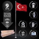 Panapole 9 Metre Paslanmaz Krom Profesyonel Bayrak Direği