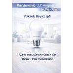 PANASONIC 10,5W 1055 Lümen E27 Beyaz Işık LED Ampul – Yüksek Işık, Tasarruflu