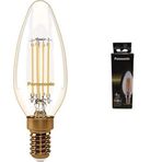 Panasonic E14 Led Filament Lamba, Sıcak Sarı Işık (2000K), 4W, 360 Lümen + Panasonic E14 Led Filament Lamba,Sarı Işık (2700K), 4W, 470 Lümen, Clear