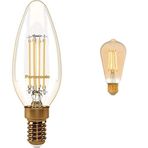 Panasonic E14 Led Filament Lamba, Sıcak Sarı Işık (2000K), 4W, 360 Lümen + Panasonic E27 Led Filament Lamba, Sıcak Sarı Işık (2000K), 7W, 630 Lümen, St64