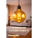 PANASONIC G125 Filament LED Ampul 2000K Gold Işık E27 Amber Büyük Boy 17.3x12.5 cm