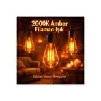 PANASONIC Rustik Filament LED Ampul 2000 Kelvin – Sarı Gold Işık
