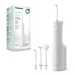 Panasonic Series 600 EW-DJ67-W303 ultrasonik ağız duşu, dişler için ağız duşu, 200 ml, IPX7, 2 ultrasonik başlık, 1 ortodontik ve 1 dil temizleme başlığı, 5 su basıncı kademesi, beyaz