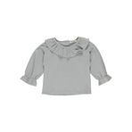 Panço 2221GB08021 Fırfır Detaylı Kolları Büzgülü Gri Kız Çocuk Sweatshirt