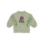 Panço 2221GB08034 Yeşil Kız Çocuk Çiçek Baskılı Fisto Detaylı Sweatshirt
