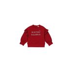 Panço 2221GB08066 Kolu Fırfır Detaylı Simli Nakış Yazılı Kırmızı Kız Çocuk Sweatshirt